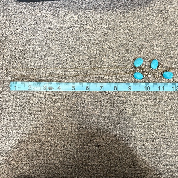 Turquoise & Sterling Silver Charm Necklace & Earring Set - Picture 7 of 8